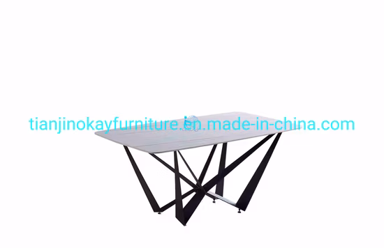 Moderner und ausziehbarer Esstisch mit Stahlgestell und gesinterter Steinplatte